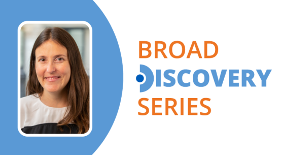 Photo of Caroline Uhler and the words Broad Discovery Series
