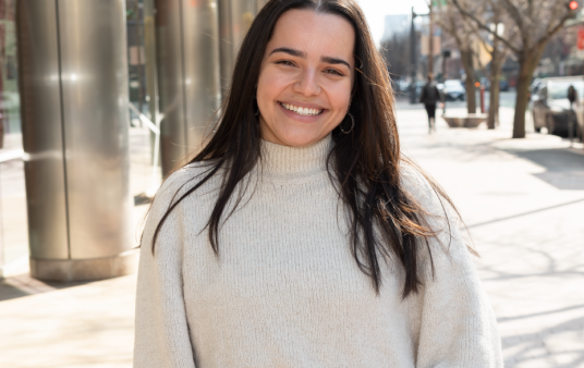 Isabella Teixeira Soldano smiling outside of the Broad