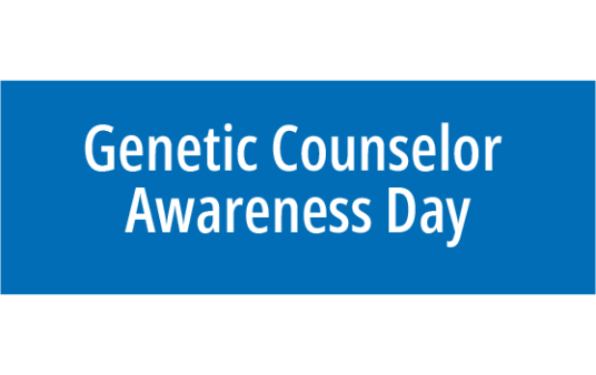 white text on a blue textbox against a white background: "Genetic Counselor Awareness Day"