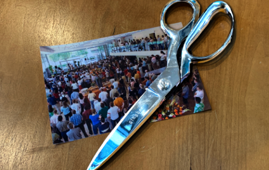 Scissors from the 415 Main ribbon-cutting